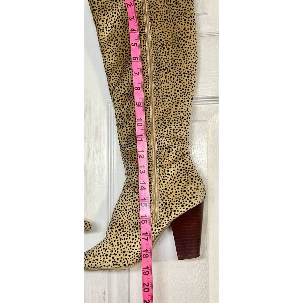 Crown & Ivy Cheetah Print Knee-High Boots | Pointed Toe Block Heel | Size 6 - Picture 7 of 16